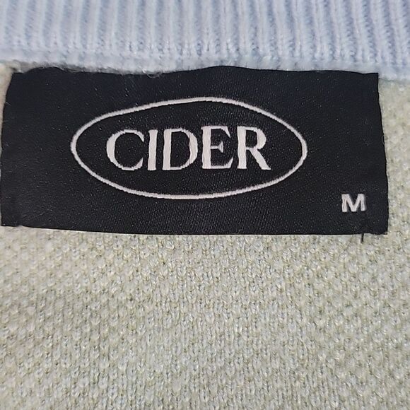 CIDER Light Blue and Light Green Diamond Plaid Cropped Cardigan, Size M - Picture 3 of 3